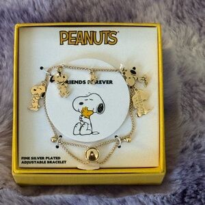 Peanuts Silver Bracelet with Snoopy and Woodstock Charms